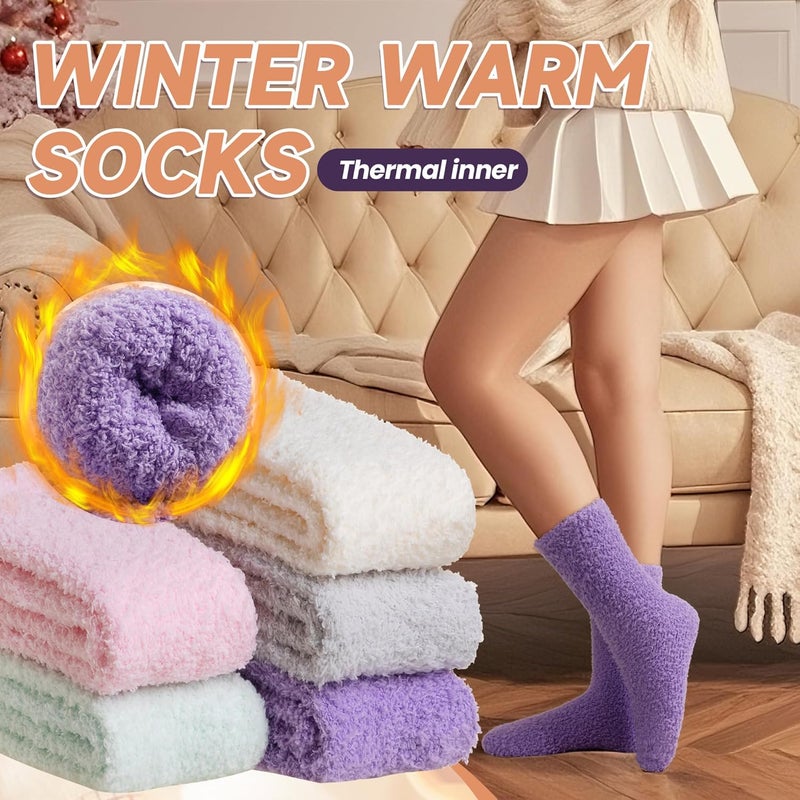AMENLAN Store Women Fuzzy Slipper Socks Winter Microfiber Soft Cozy Plush Fluffy Socks Warm Comfy Thermal Home Sleeping Socks - Image 2
